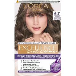 Excellence Haarverf>L'Oréal Paris Cool Crème 6.11 Ultra As Donkerblond Permanente Haarkleuring