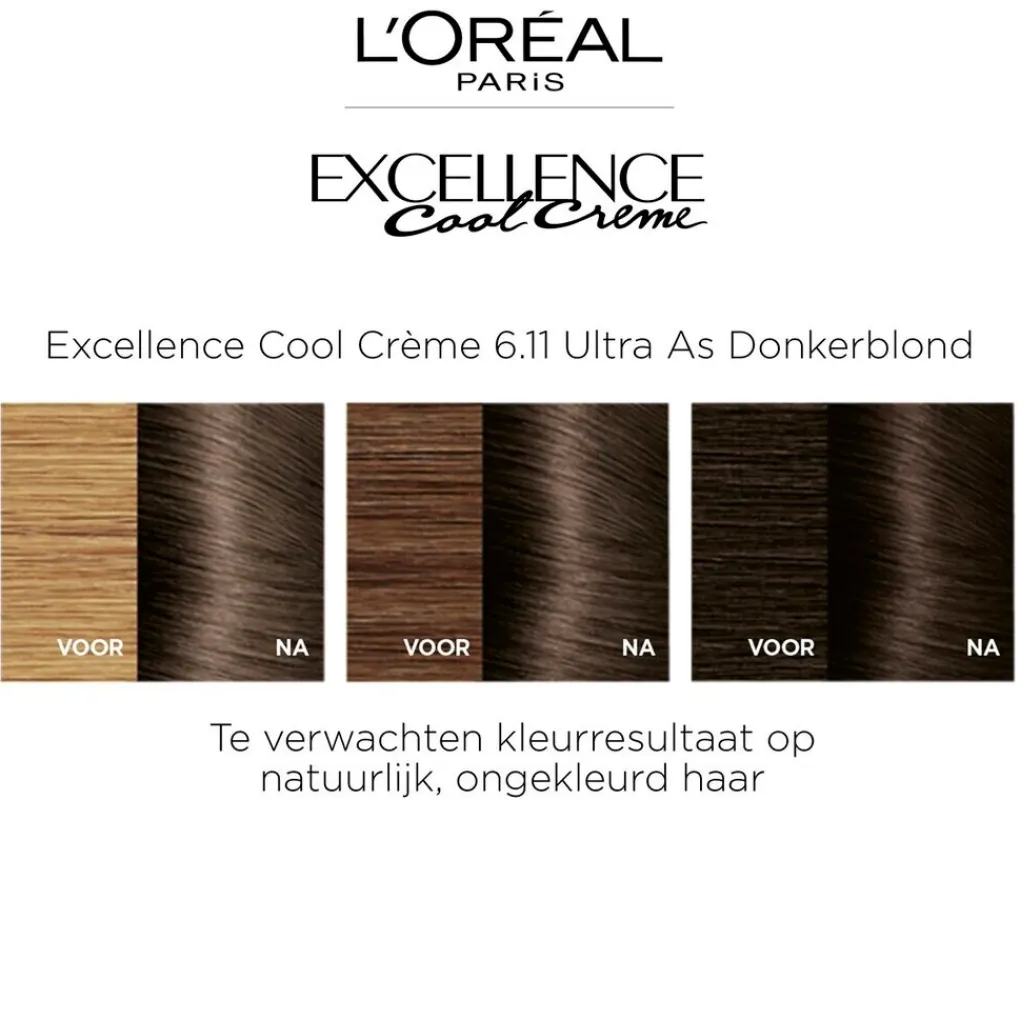 Excellence Haarverf>L'Oréal Paris Cool Crème 6.11 Ultra As Donkerblond Permanente Haarkleuring