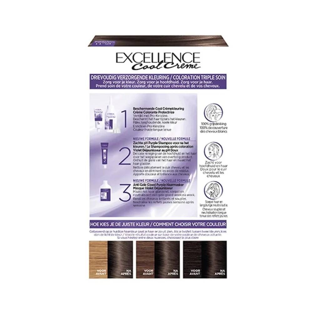 Excellence Haarverf>L'Oréal Paris Cool Crème 6.11 Ultra As Donkerblond Permanente Haarkleuring