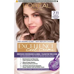 Excellence Haarverf>L'Oréal Paris Cool Crème 7.11 Ultra As Middenblond Permanente Haarkleuring