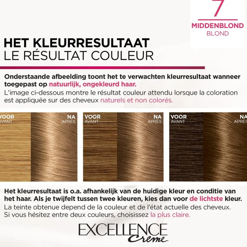 Excellence Haarverf>L'Oréal Paris Crème 7 Middenblond Permanente Haarverf