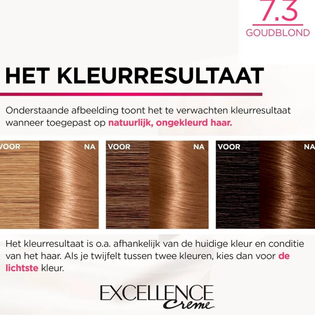 Excellence Haarverf>L'Oréal Paris Crème 7.3 Goudblond Permanente Haarverf