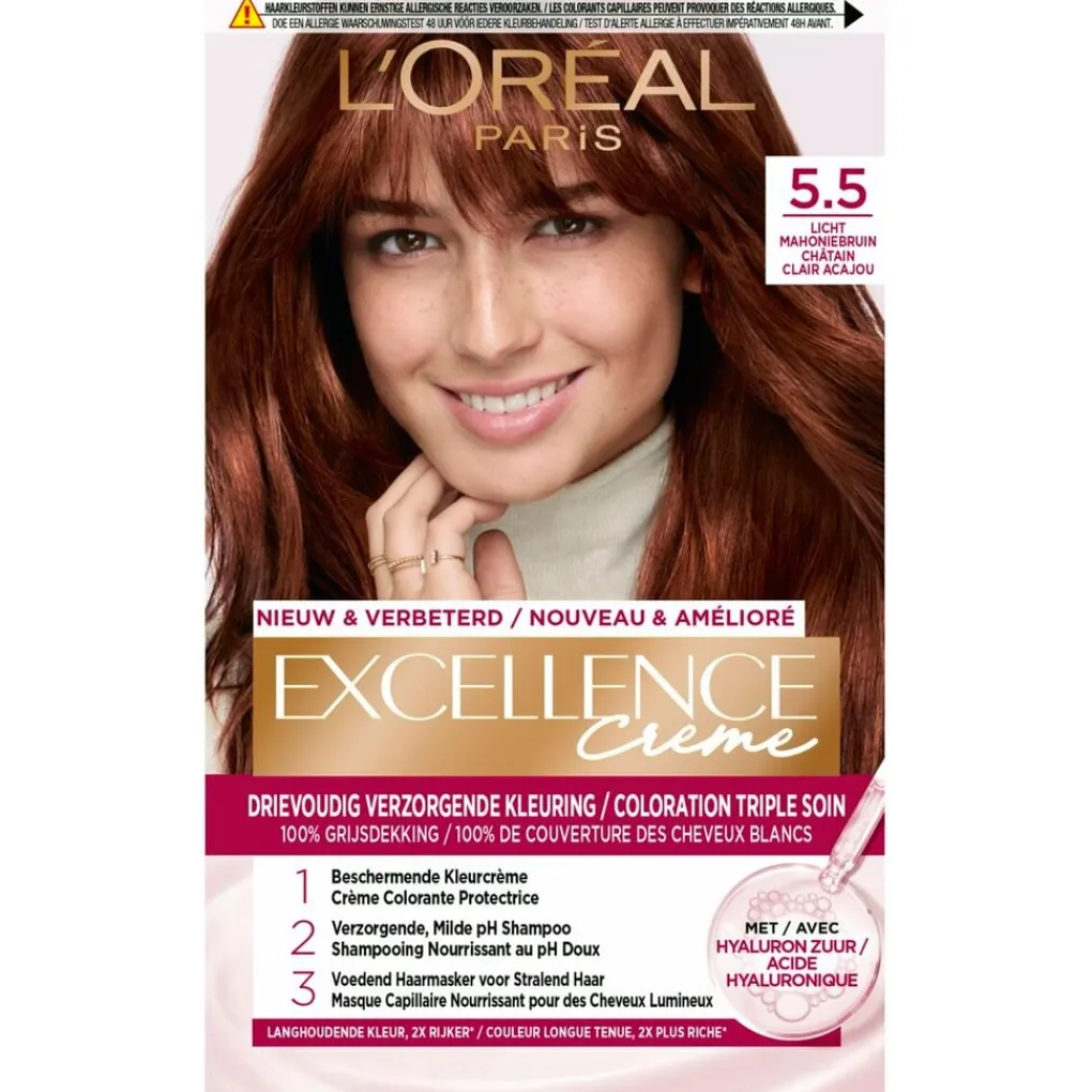 Excellence Haarverf>L'Oréal Paris Crème 5.5 Licht Mahonie Bruin Permanente Haarverf