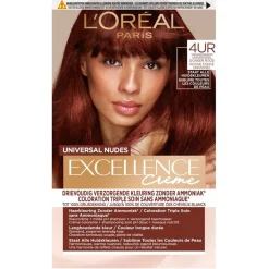 Excellence Haarverf>L'Oréal Paris Creme Universal Nudes 4UR Universeel Donkerrood Haarkleuring