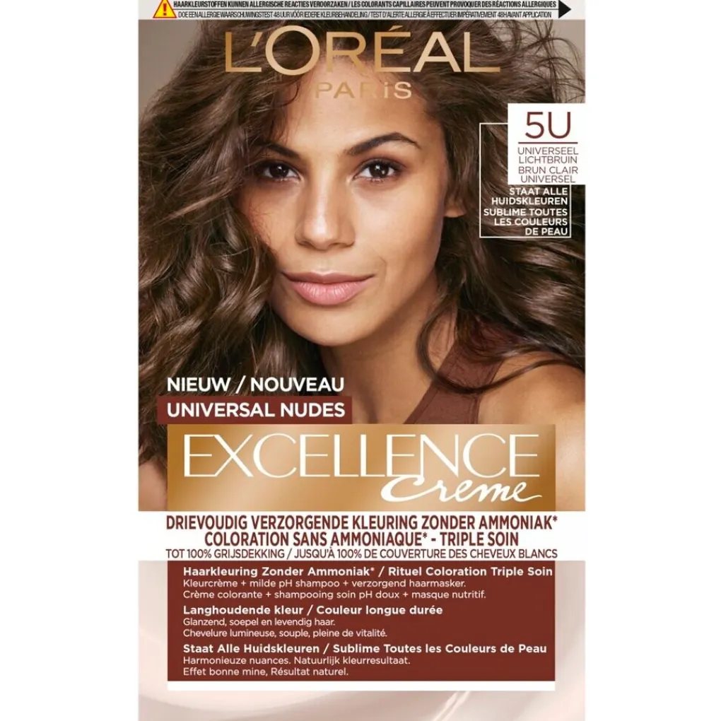 Excellence Haarverf>L'Oréal Paris 5U Nudes Lichtbruin Permanente Haarverf