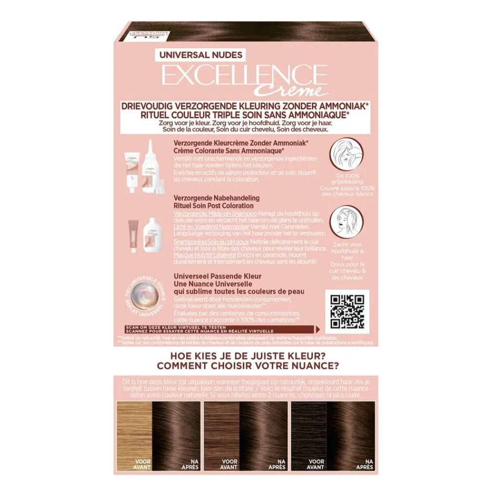 Excellence Haarverf>L'Oréal Paris 5U Nudes Lichtbruin Permanente Haarverf