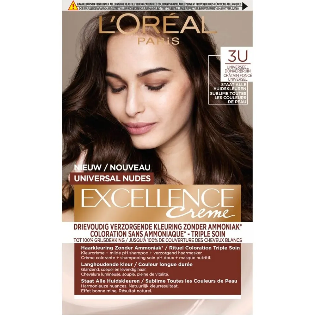 Excellence Haarverf>L'Oréal Paris 3U Nudes Donkerbruin Permanente Haarverf