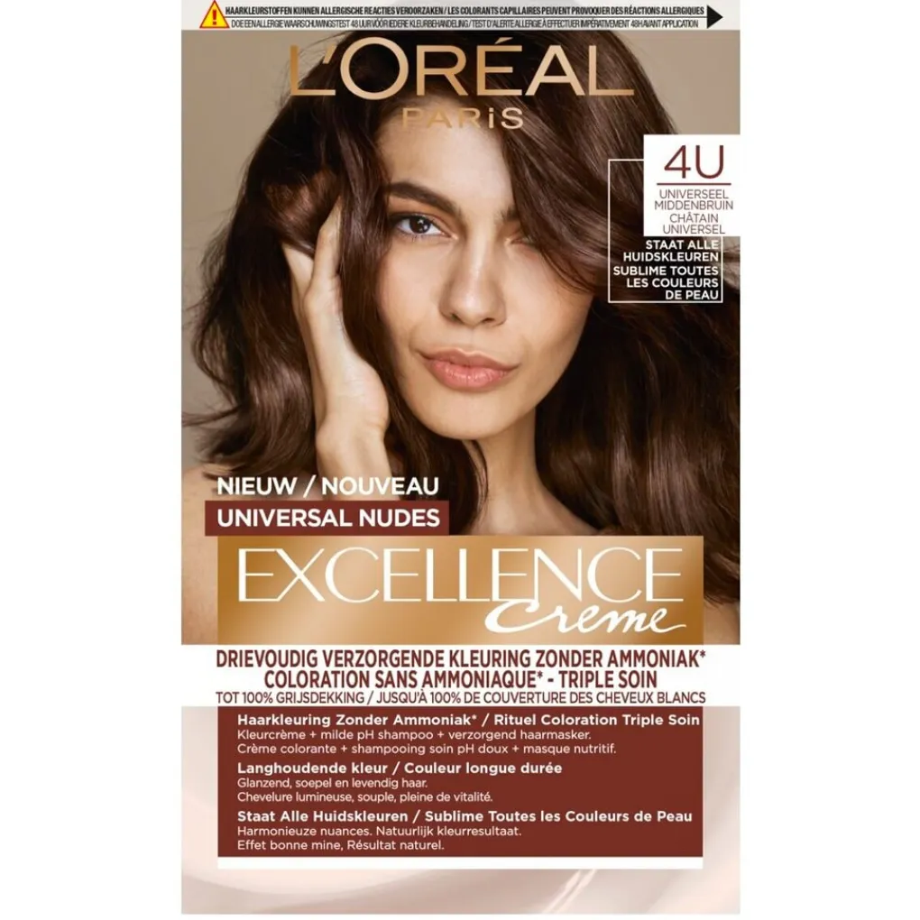 Excellence Haarverf>L’Oréal Paris Universal 4U Nudes Middenbruin Permanente Haarverf