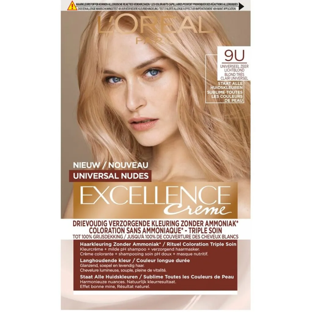 Excellence Haarverf>L'Oréal Paris Universal 9U Nudes Zeer Lichtblond Permanente Haarverf