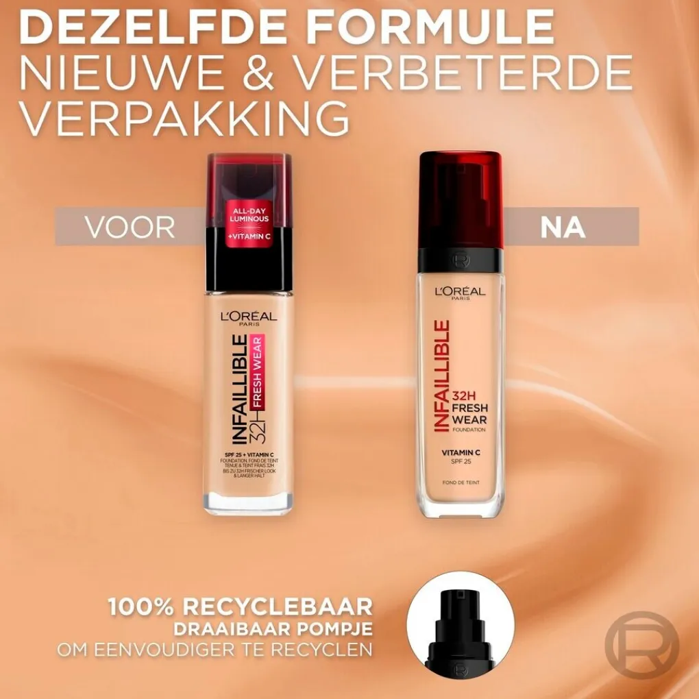 L'Oreal Foundation>L'Oréal Paris Infaillible 300 Amber SPF25 32H Fresh Wear Foundation