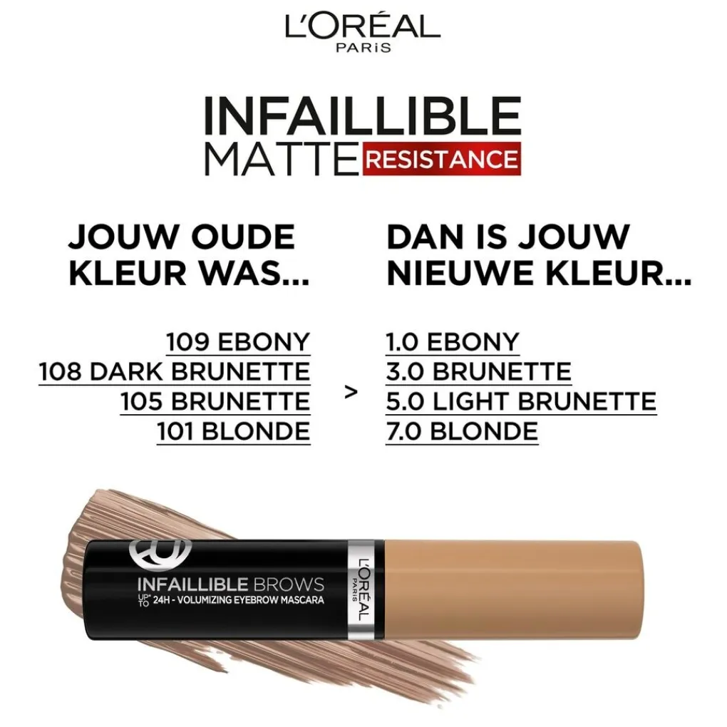 L'Oreal Wenkbrauw Make-Up>L'Oréal Paris Infaillible Brows 24H 108 Dark Brunette Waterproof Wenkbrauwmascara
