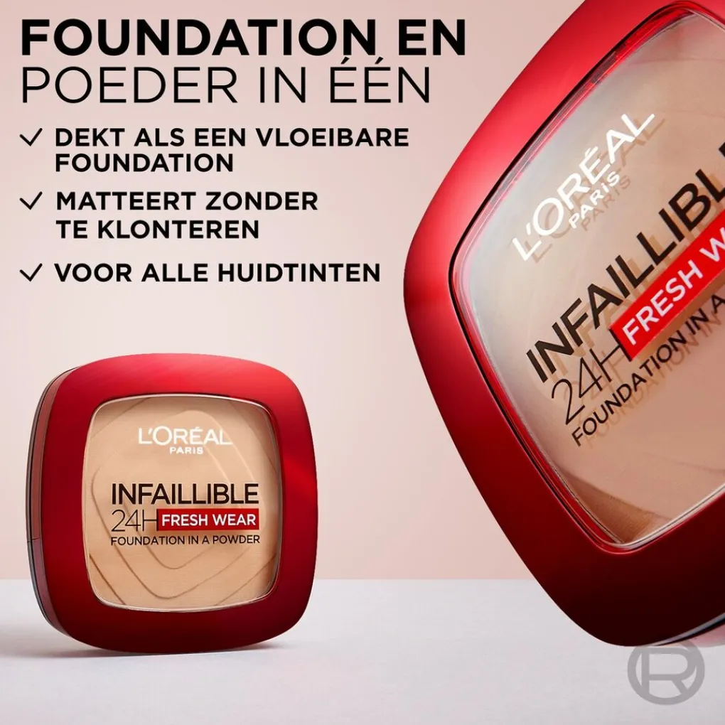 L'Oreal Gezichtspoeder|Foundation>L'Oréal Paris Infaillible 24H Fresh Wear 180 Rose Sand Foundation in a Powder