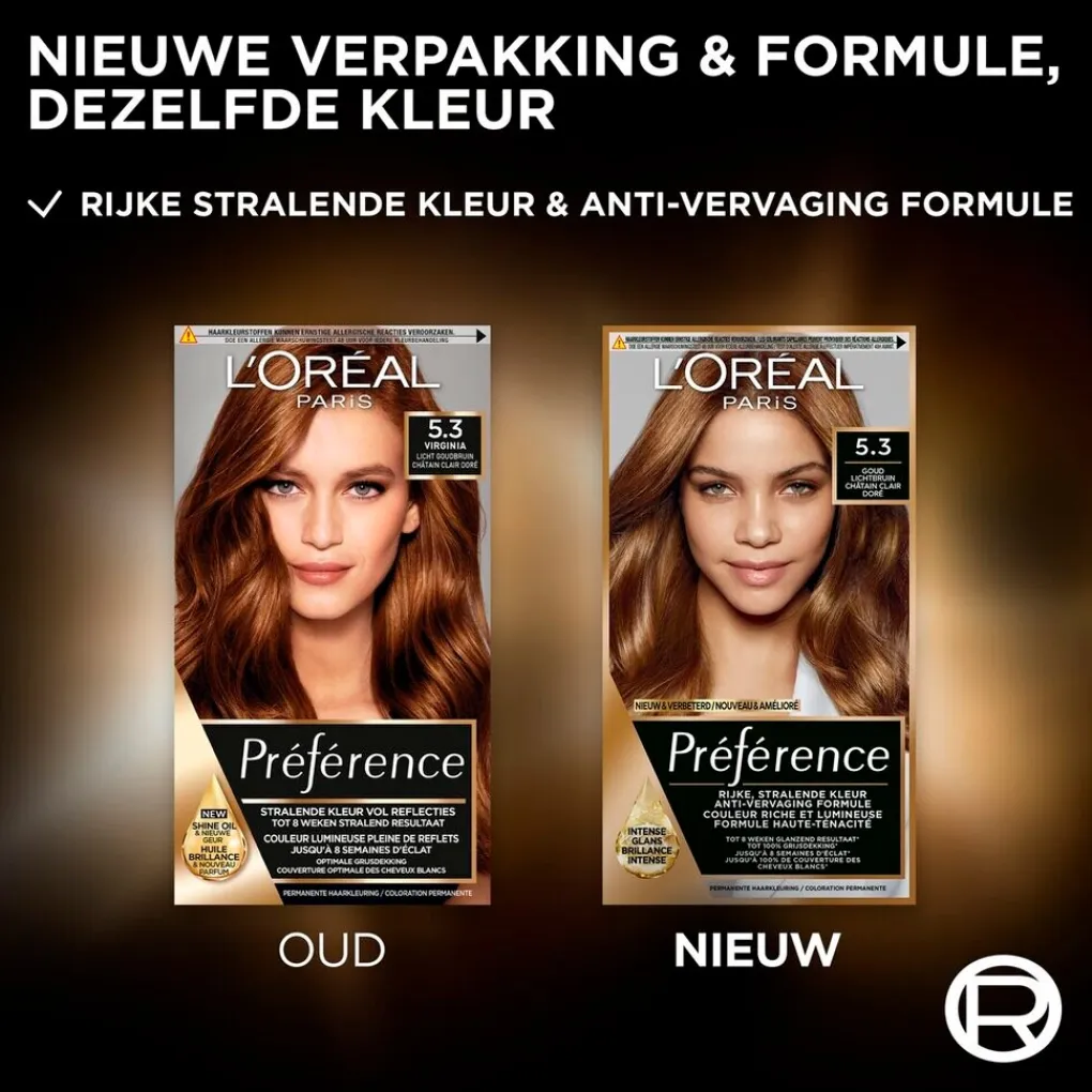Preference Haarverf>L'Oréal Paris Préférence 5.3 Goud Lichtbruin Permanente Haarkleuring