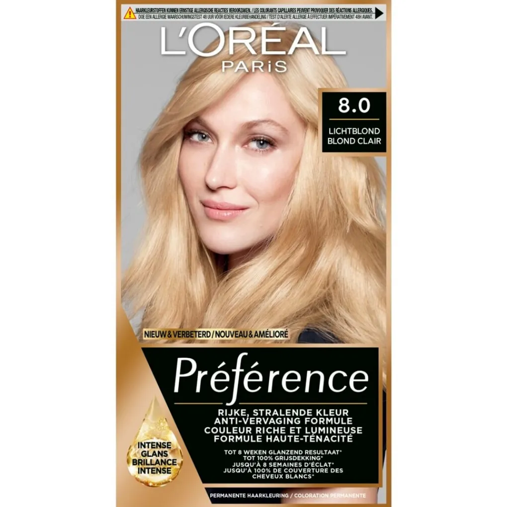 Preference Haarverf>L'Oréal Paris Préférence 8 Lichtblond Permanente Haarkleuring