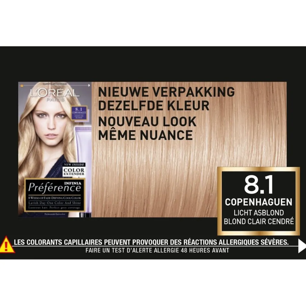 Preference Haarverf>L'Oréal Paris Préférence 8.1 Licht Asblond Haarkleuring