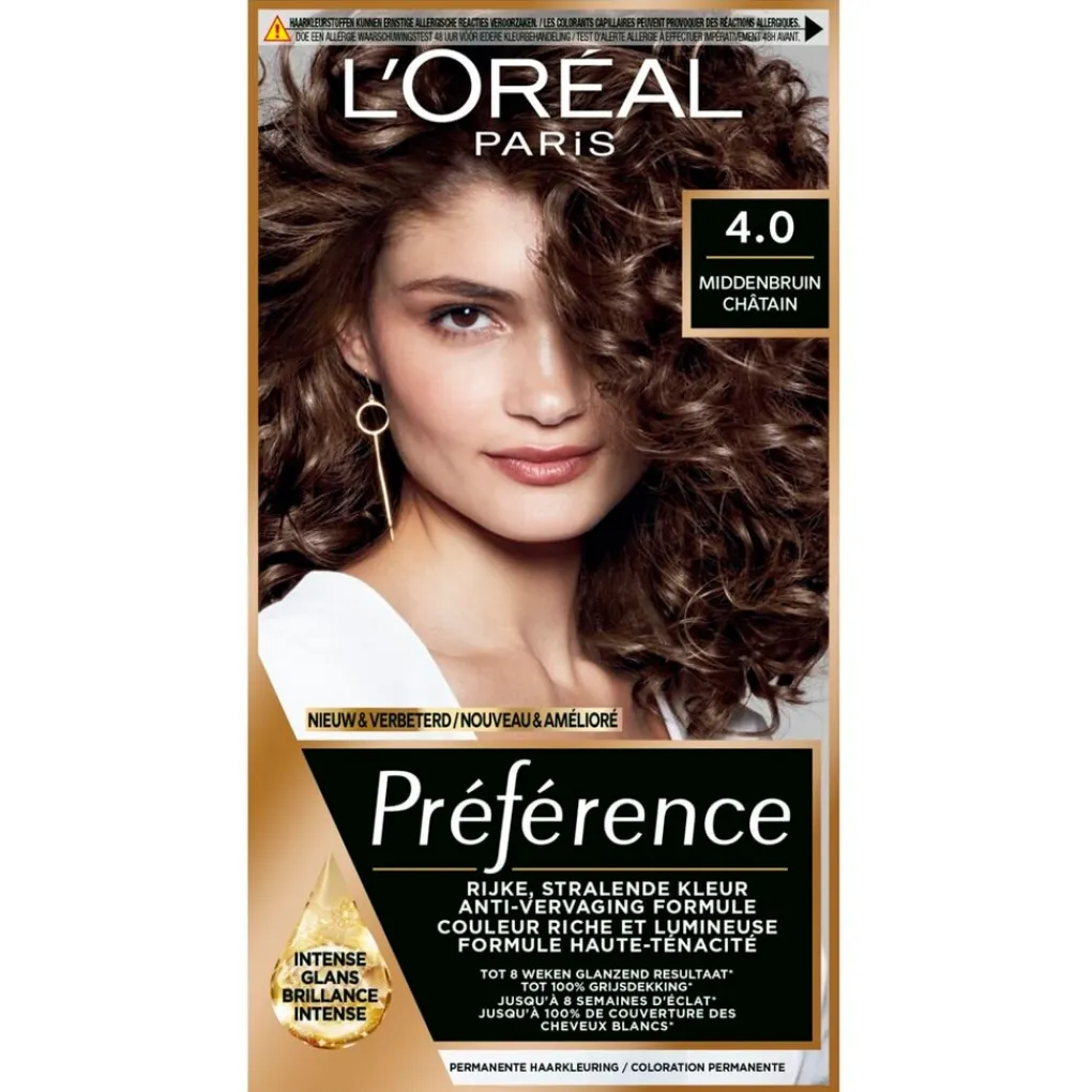 Preference Haarverf>L'Oréal Paris Préférence 4 Middenbruin Permanente Haarkleuring