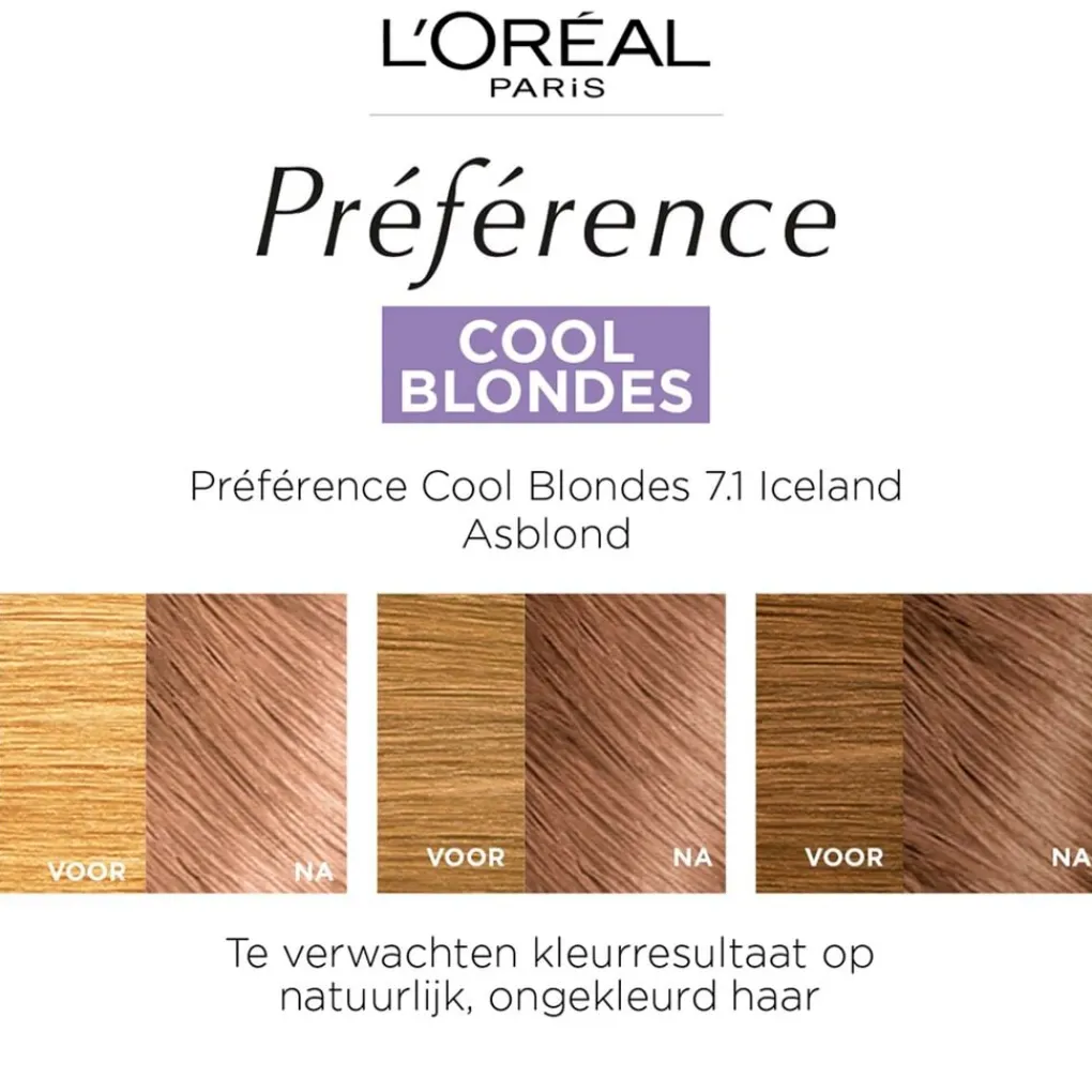 Preference Haarverf>L'Oréal Paris Préférence Cool Blondes 7.1 As Middenblond Permanente Haarkleuring