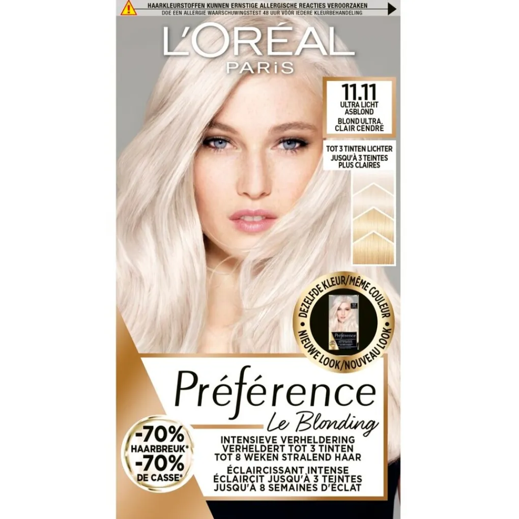 Preference Haarverf>L'Oréal Paris Préférence Le Blonding 11.11 Ultra Licht Asblond Permanente Haarkleuring