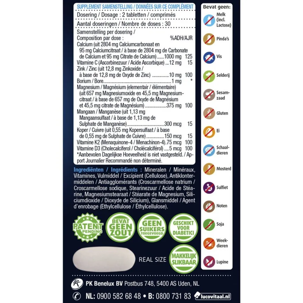 Lucovitaal Mineralen>Calcium Magnesium Bot Formule Tabletten
