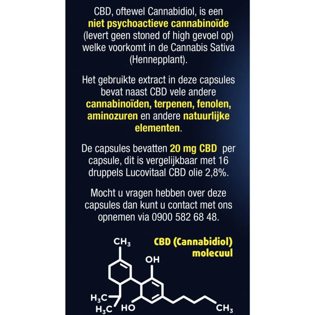 Lucovitaal Cbd>CBD 20mg 100% Puur Capsules