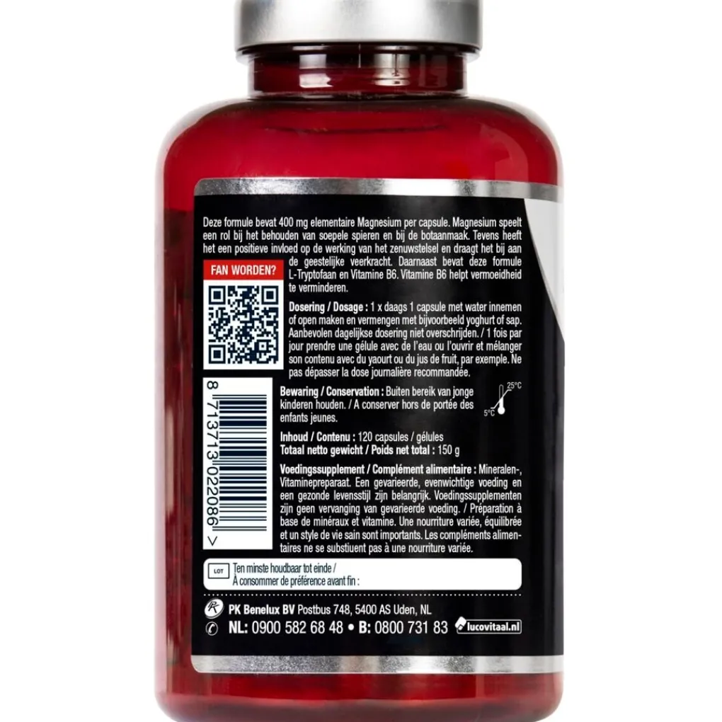 Lucovitaal Mineralen>Magnesium 400 met Vitamine B6 & L-Tryptofaan Capsules