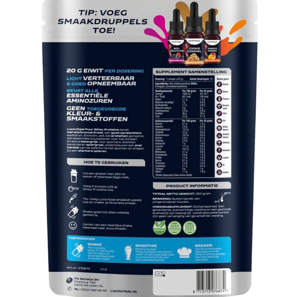Lucovitaal Proteïne (Eiwit) Poeders>Puur Whey Proteïnepoeder