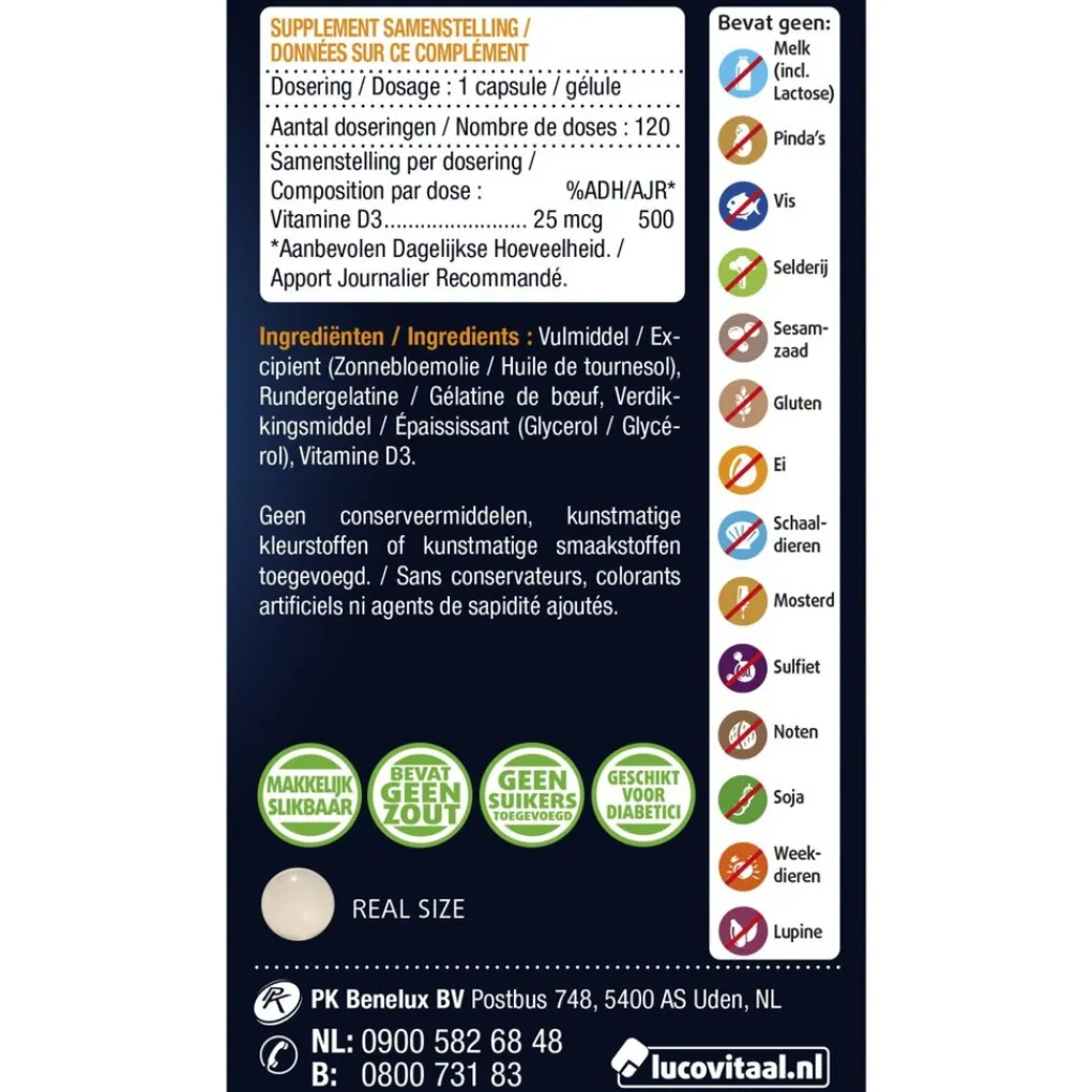 Lucovitaal Botten En Gewrichten|Vitamines>Vitamine D3 25mcg Capsules