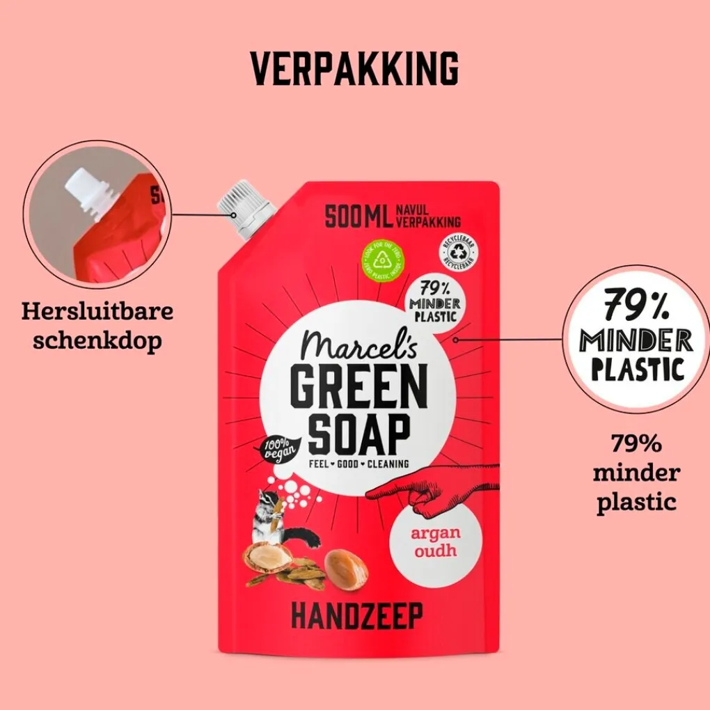 Marcel's Green Soap Handzeep Navulling|Handzeep>Argan & Oudh Handzeep Navulling