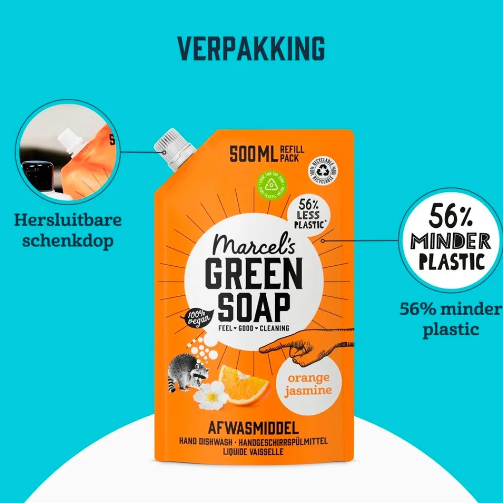 Marcel's Green Soap Afwasmiddel>Orange & Jasmine Afwasmiddel Navulling