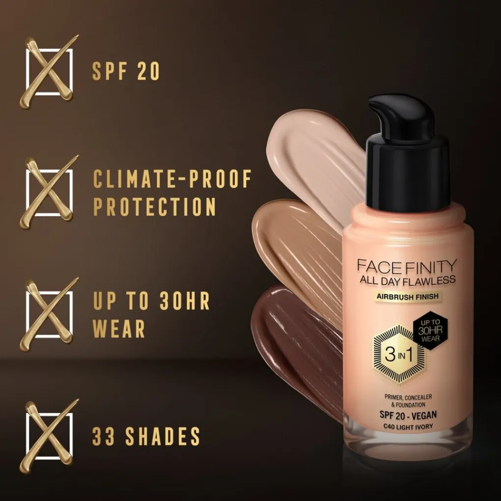 Max Factor Foundation>Facefinity All Day Flawless C40 Light Ivory Foundation