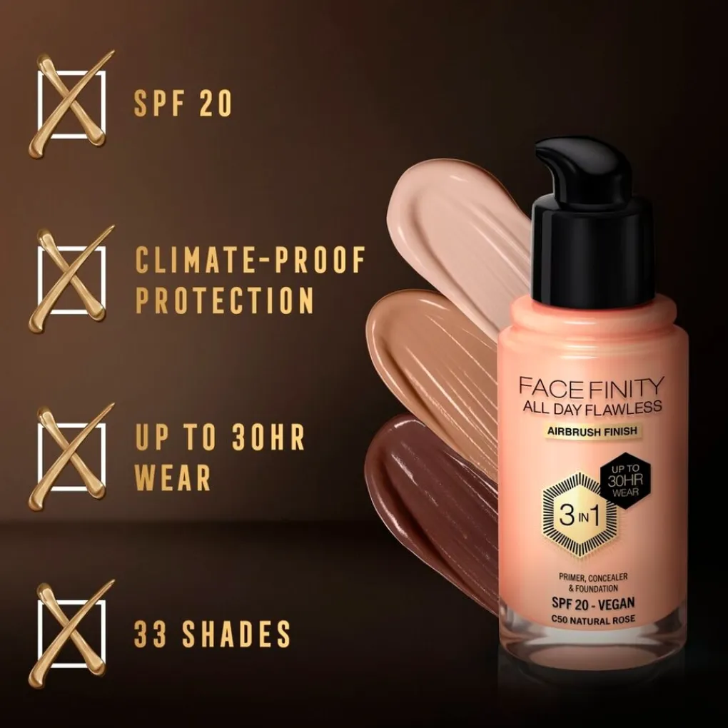 Max Factor Foundation>Facefinity All Day Flawless C50 Natural Rose Foundation