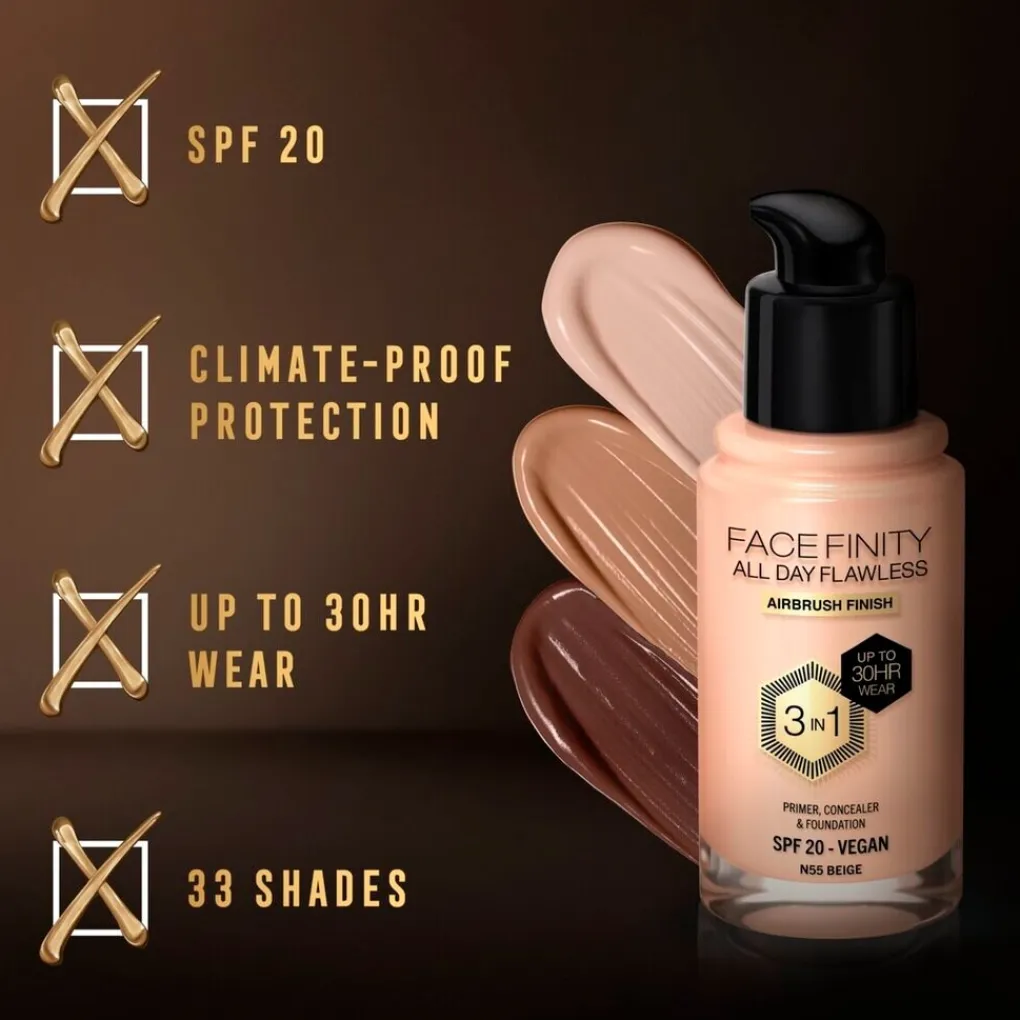 Max Factor Foundation>Facefinity All Day Flawless N55 Beige Foundation