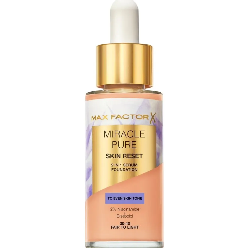 Max Factor Foundation>Miracle Pure Skin Reset 30-40 Fair to Light Serum Foundation