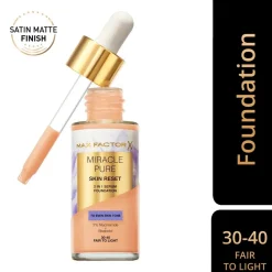 Max Factor Foundation>Miracle Pure Skin Reset 30-40 Fair to Light Serum Foundation