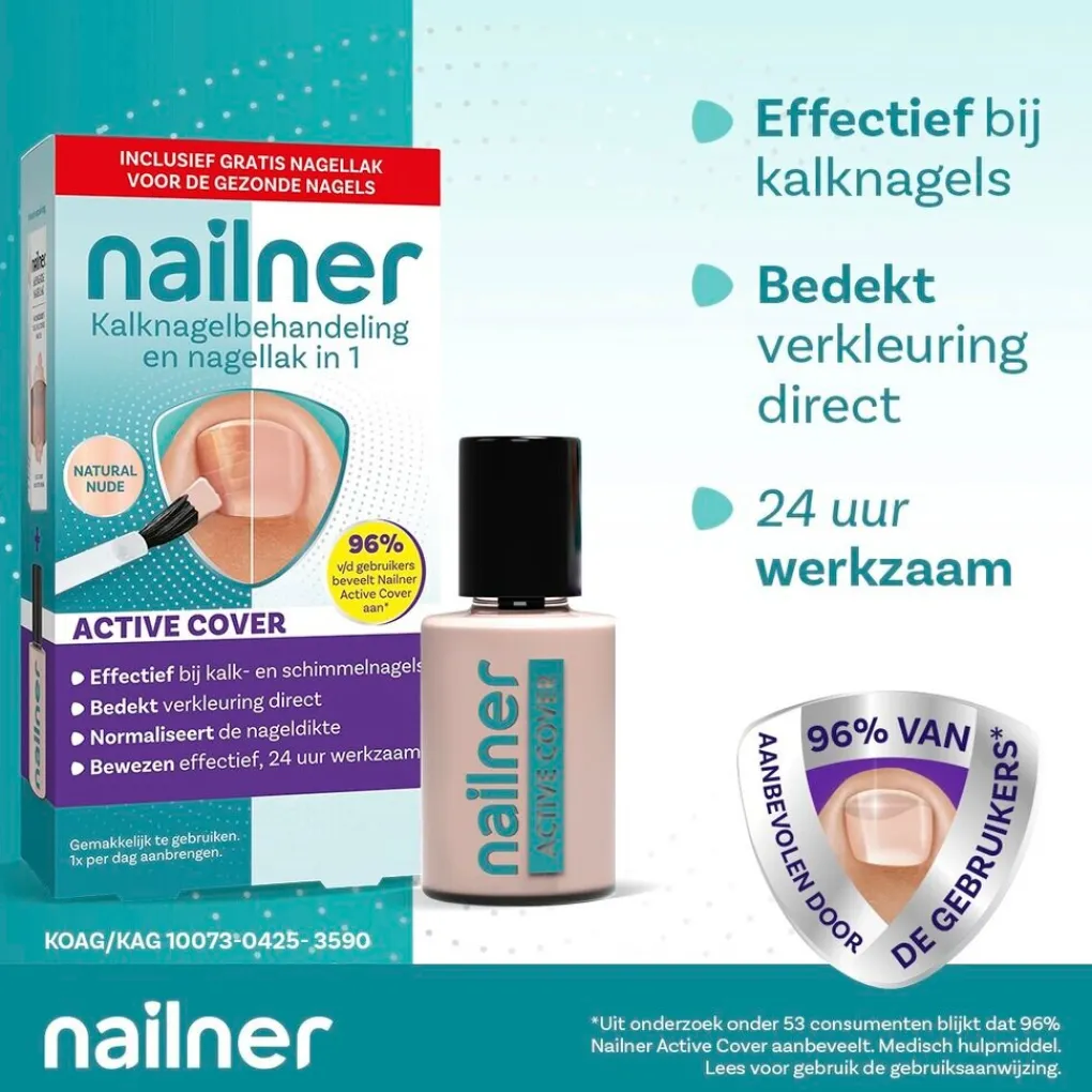 Nailner Kalknagels>Active Cover Kalknagelbehandeling en Nagellak