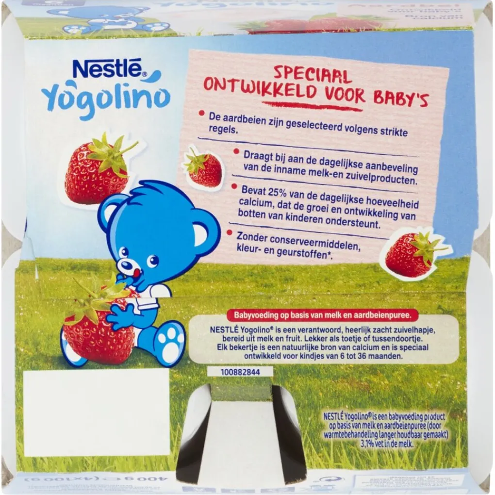 Nestle Fruithapjes|Babytussendoortjes>Nestlé Yogolino 6+M Aardbei Babydessert