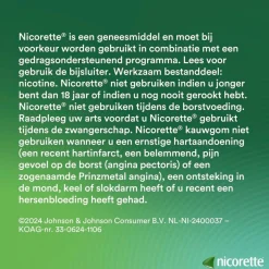 Nicorette Stoppen Met Roken>Menthol Mint 2mg Suikervrije Kauwgom
