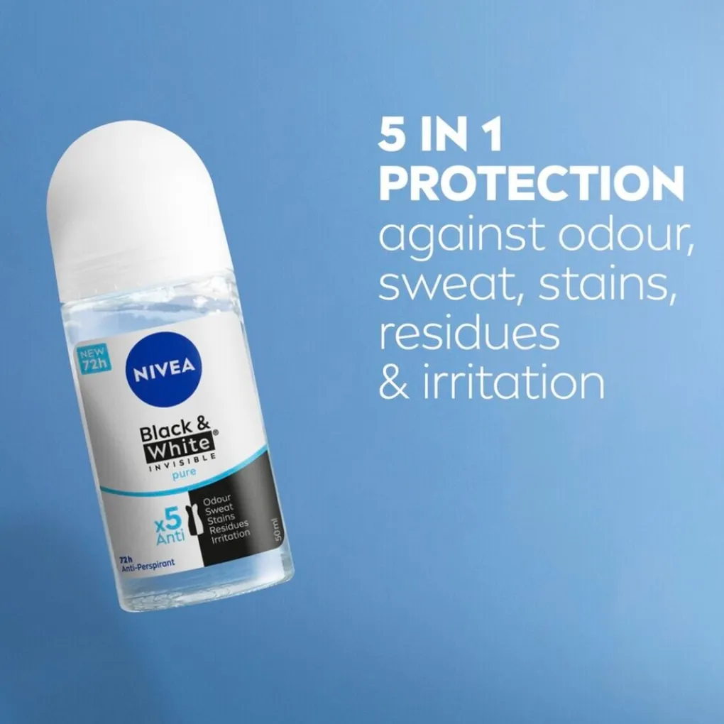 Nivea Deoroller>Black & White Invisible Pure Antitranspirant Roller