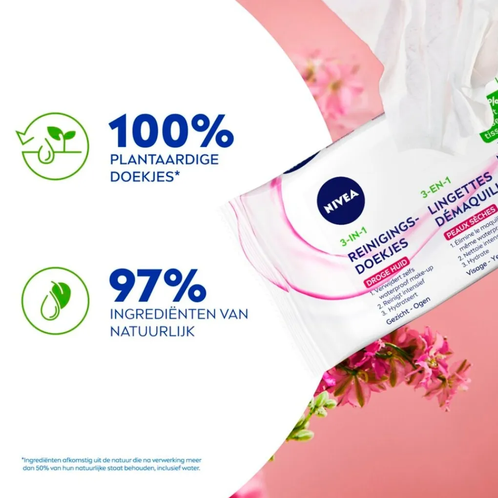 Nivea Skincare Gezichtsreiniging>NIVEA 3-In-1 Verzachtende Reinigingsdoekjes