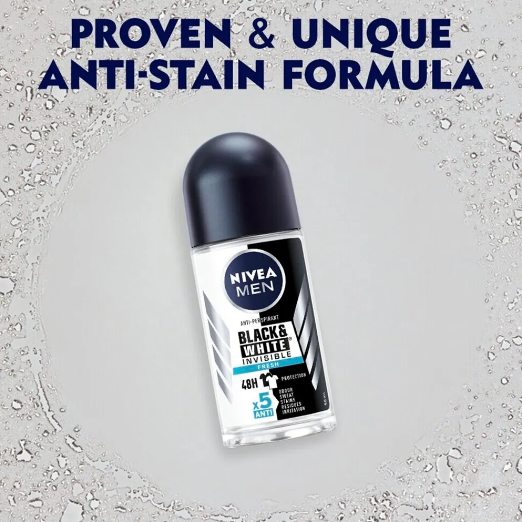 Nivea Men Deoroller>Black & White Invisible Fresh Antitranspirant Roller