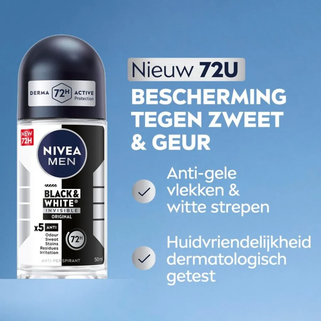 Nivea Men Deoroller>Black & White Invisible Original Antitranspirant Roller