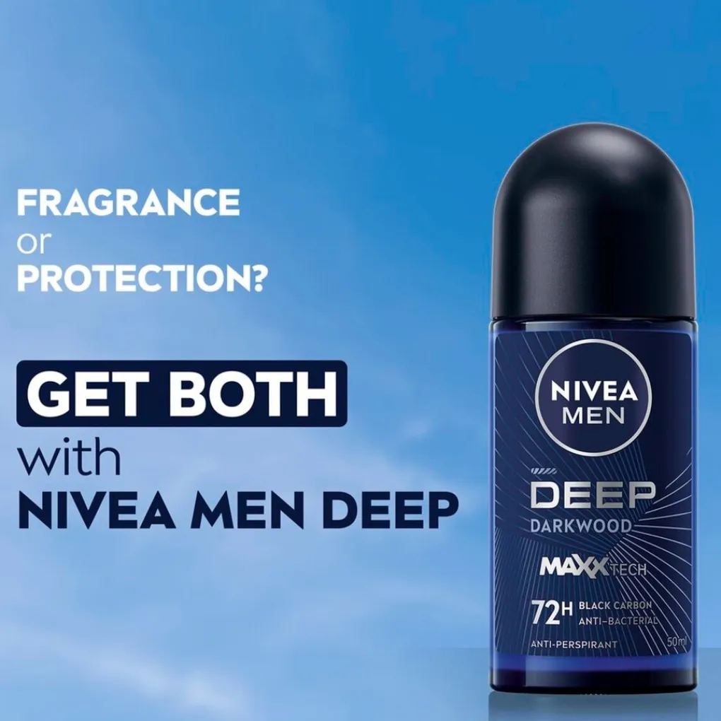 Nivea Men Deoroller>Deep Black Carbon Dark Wood Antitranspirant Roller