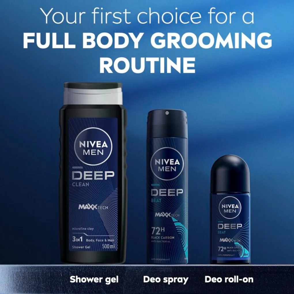 Nivea Men Deospray>Deep Black Carbon Beat Antitranspirant Spray