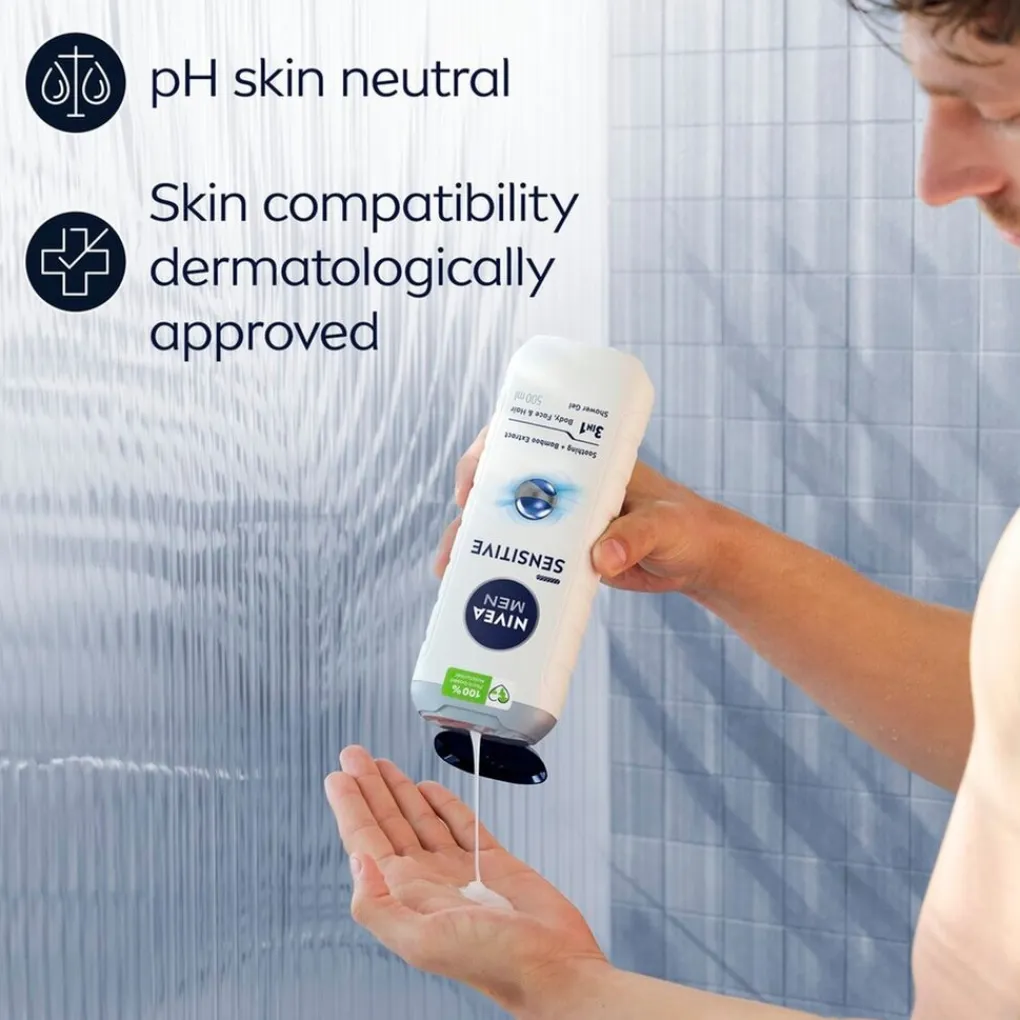Nivea Men Shampoo|Douchegel>Sensitive 3-in-1 Douchegel