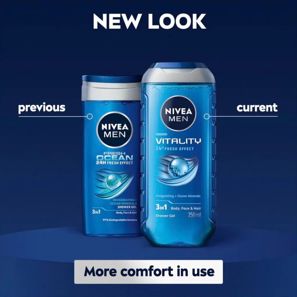Nivea Men Shampoo|Douchegel>Vitality 3-in-1 Douchegel