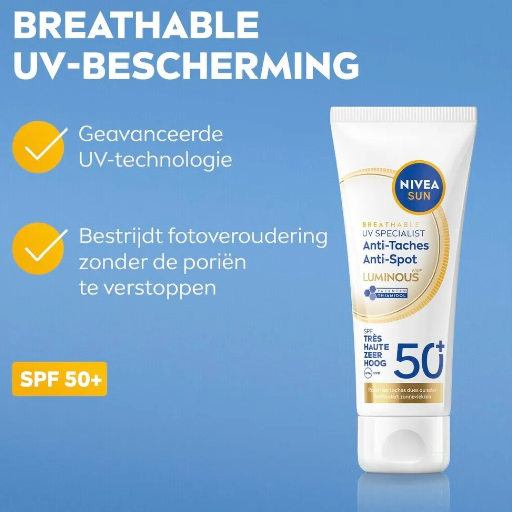 Nivea Sun Zonnebrand>Breathable UV Specialist Luminous630 Anti-Spot SPF50+ Zonnefluïde