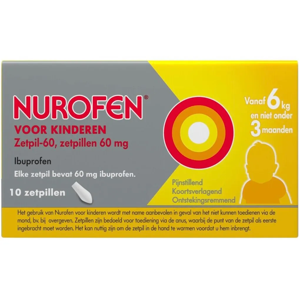 Nurofen Pijn>voor Kinderen Ibuprofen 60 mg Zetpillen