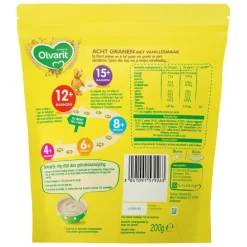 Olvarit Babypap>12+M Acht Granen Vanille Ontbijtpap