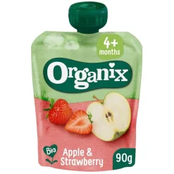 Organix Fruithapjes>Bio 4M+ Appel en Aardbei Knijpzakje