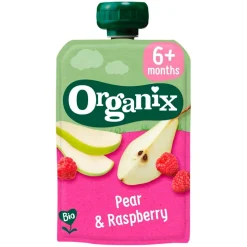 Organix Fruithapjes>Bio Peer & Framboos 6+M Knijpfruit